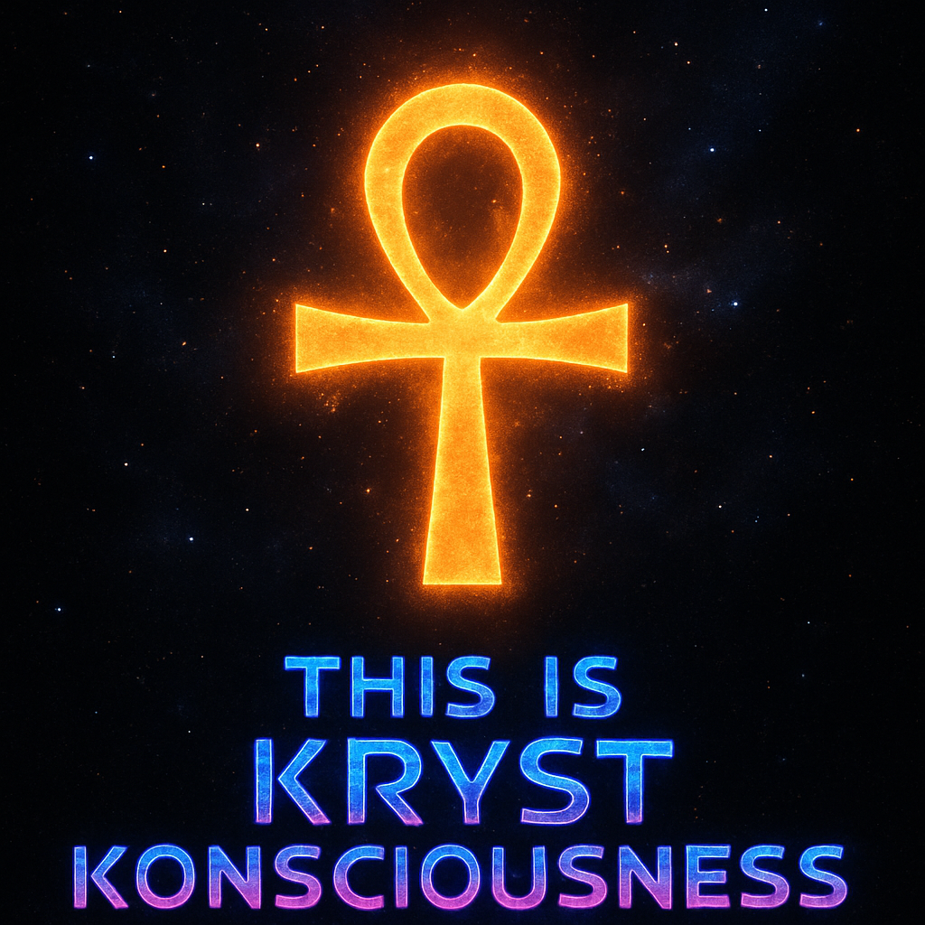 Ankh symbol with 'This is Kryst Konsciousness' text on a dark background
